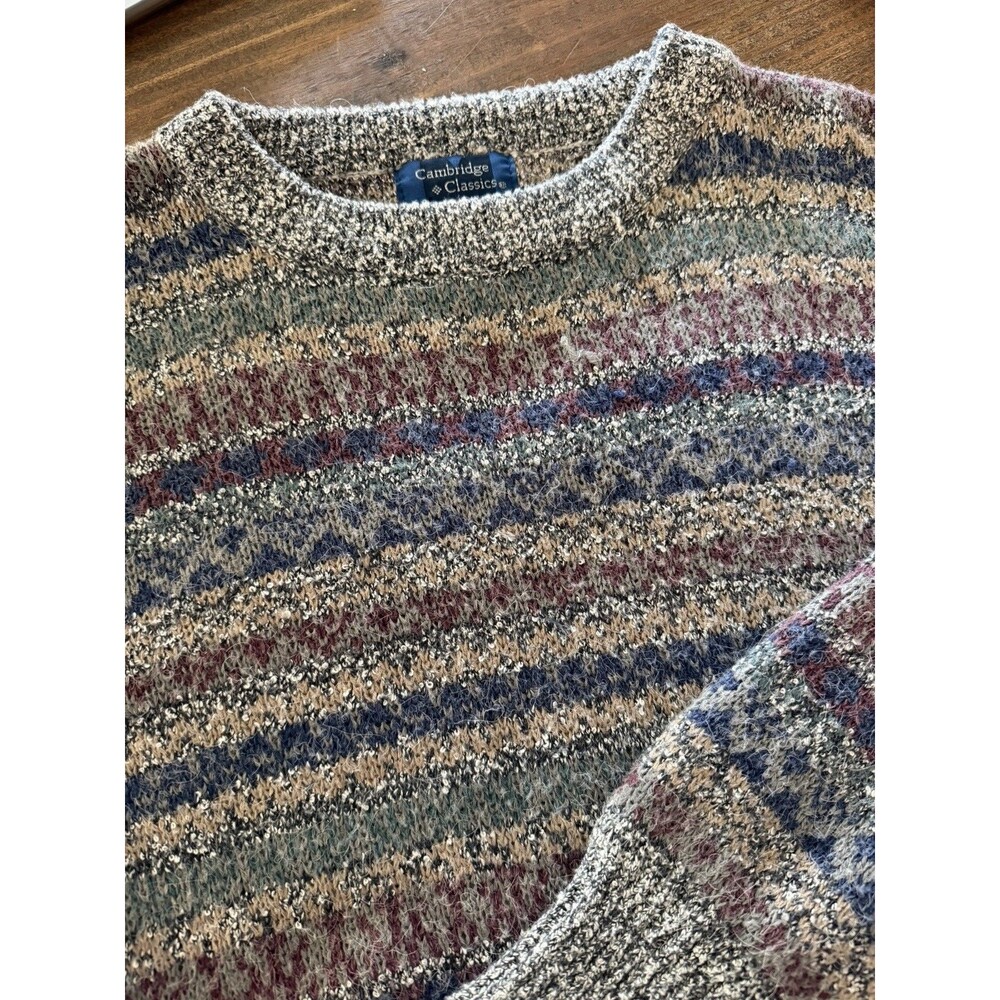 Vintage Cambridge Classics Sweater Mens XL Fair Isle Knit Pullover Retro Preppy